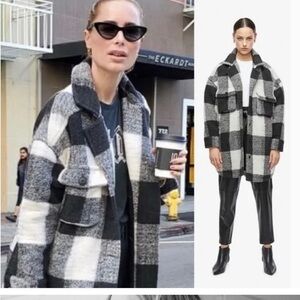 Black & White Plaid Shacket Jacket - Women
